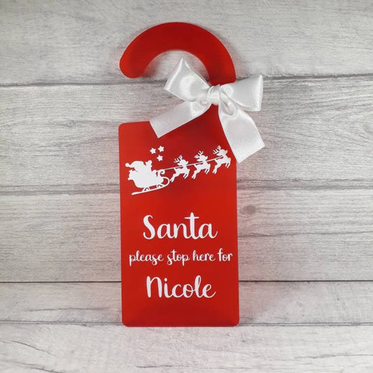 Santa Stop Here Door Sign | Christmas Eve Door Hanger